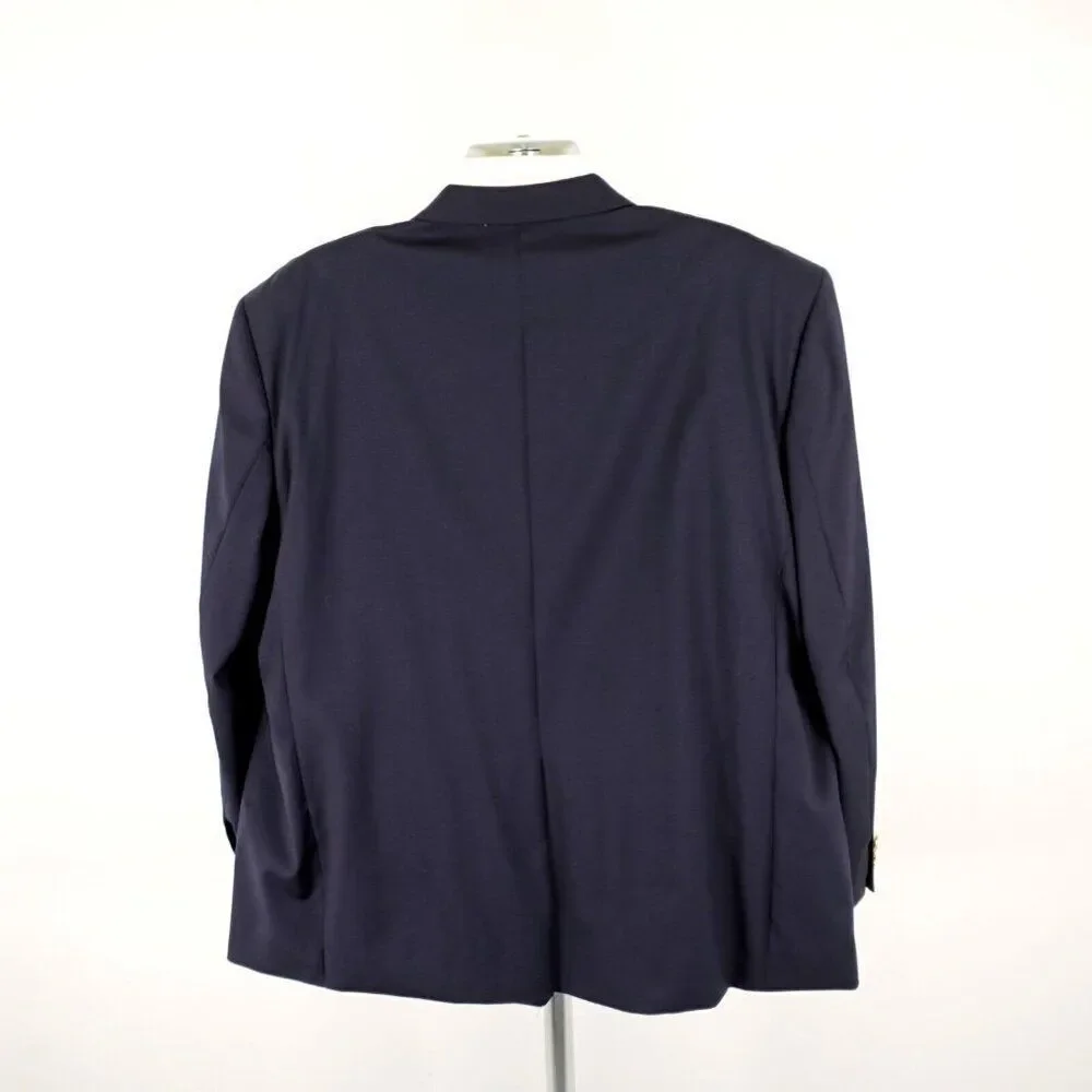 Jospeh & Feiss International Worsted Wool Blue 2 Gold Button Blazer 52R‎ Portly